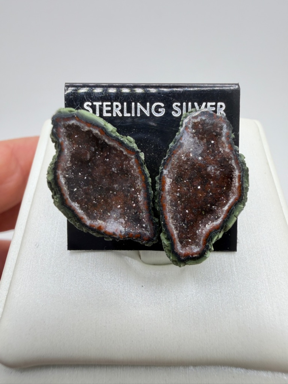 NWT Sterling Silver GEODE/DRUZY stud earrings!